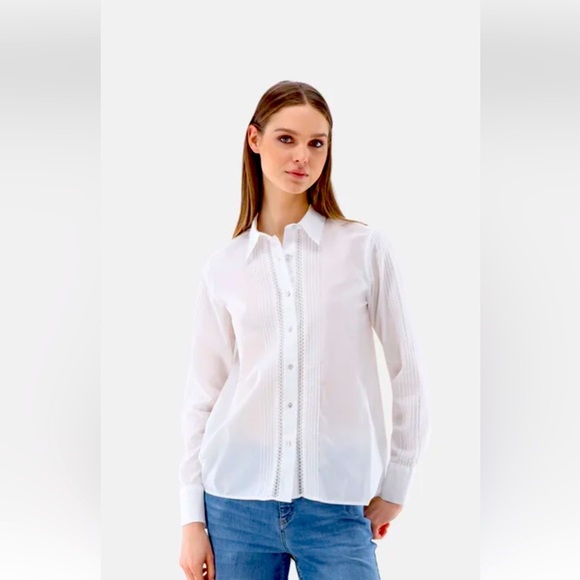 VAN LAACK Button-down embroidered blouse/shirtwhite 100% cotton size 4 - Picture 1 of 13